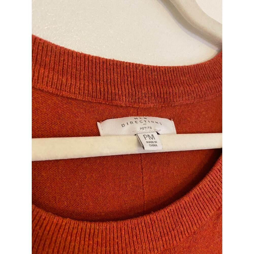 Rust Orange Dolman Sleeve Sweater By New Directions Size Petite M - Picture 2 of 6